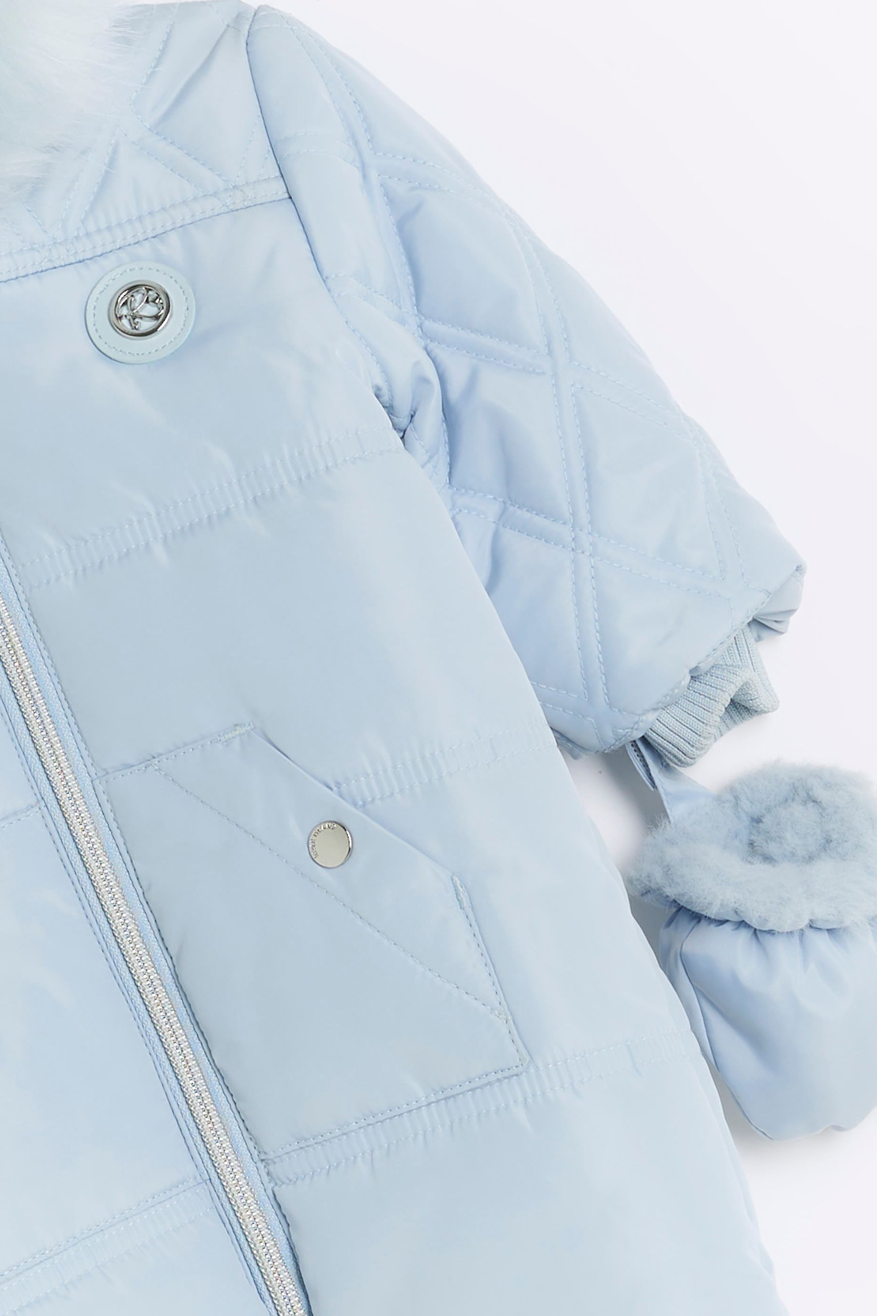 Buy River Island Blue Boys Quilted 100 Cotton Snowsuit from the Next UK online shop