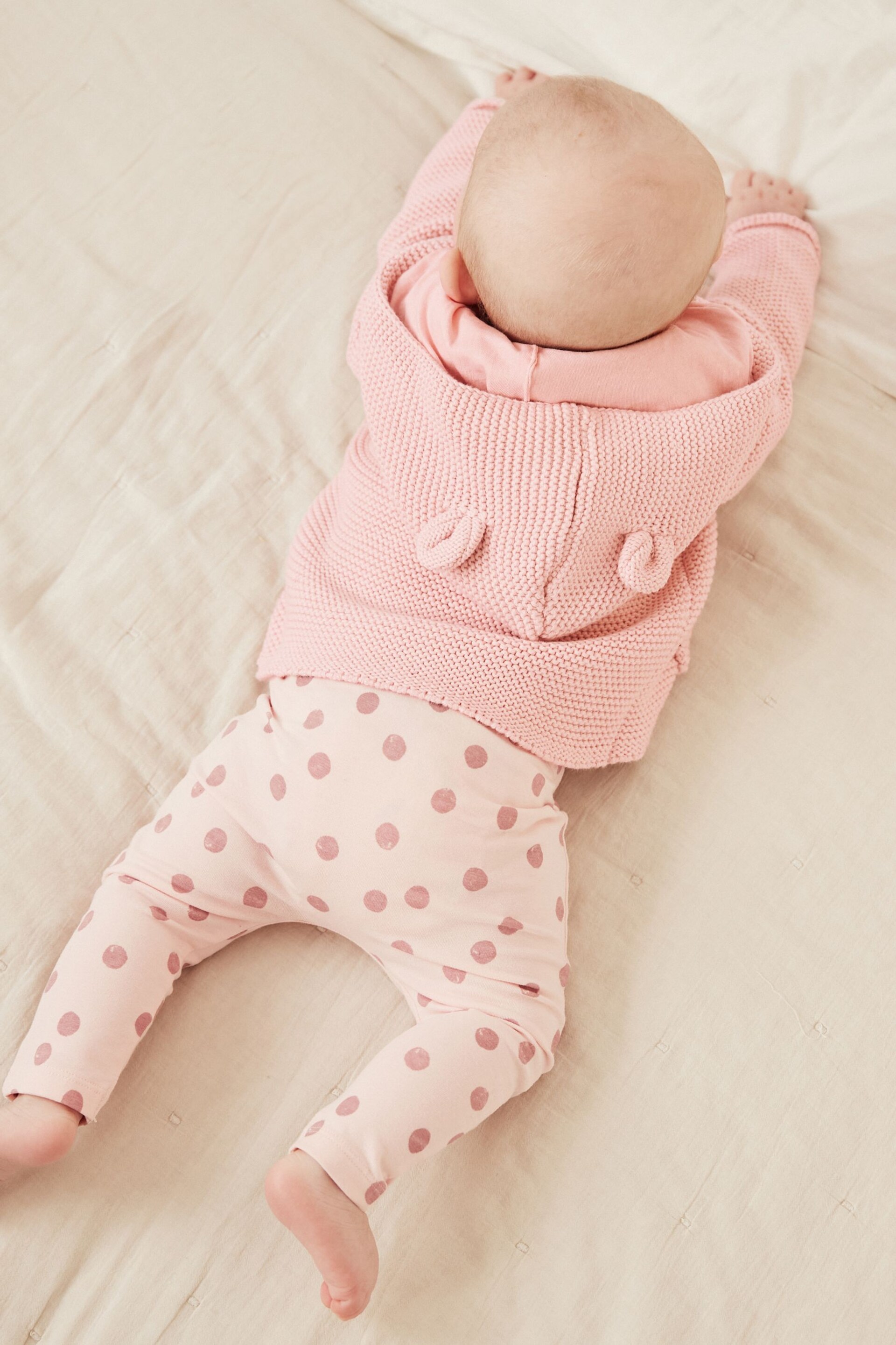 Pale Pink Knitted Baby Ear Hooded Cardigan (0mths-2yrs) - Image 2 of 5