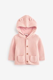 Pale Pink Knitted Baby Ear Hooded Cardigan (0mths-2yrs) - Image 4 of 5