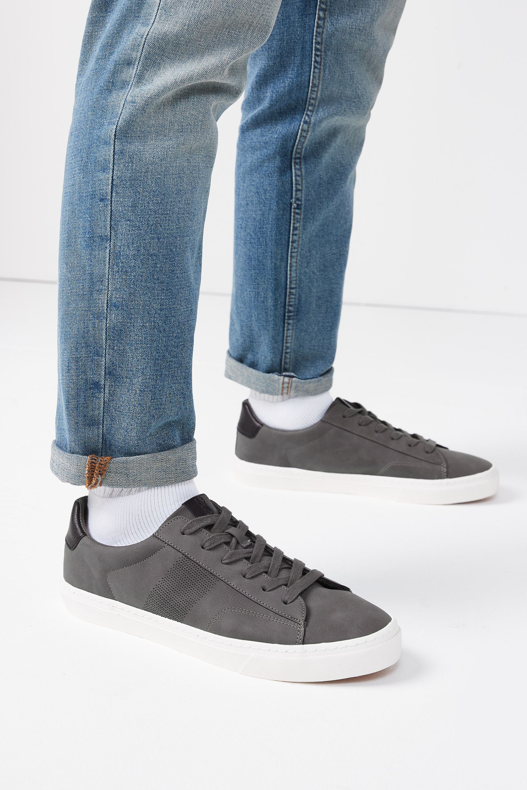 Buy Grey Wide Fit Perforated Side Trainers from Next Ireland
