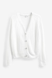 White Gem Button Up Linen Cardigan - Image 4 of 4