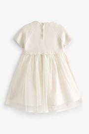 Ecru Cream Marl Sparkle Jumper Dress With Woven Skirt (3mths-7yrs) - Image 7 of 7