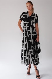 Religion Black White Wrap Dress With Full Skirt - Image 2 of 6