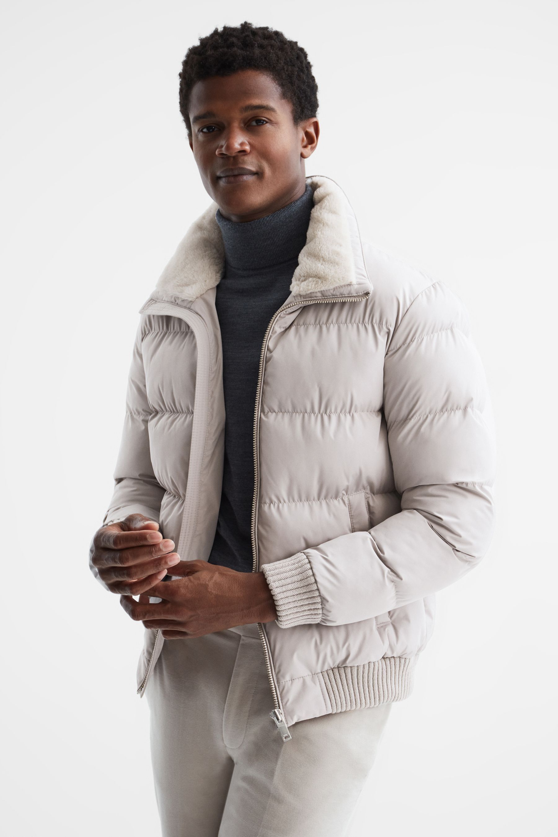 Buy Reiss Stone Frost Faux Fur Trim Puffer Jacket from Next Luxembourg