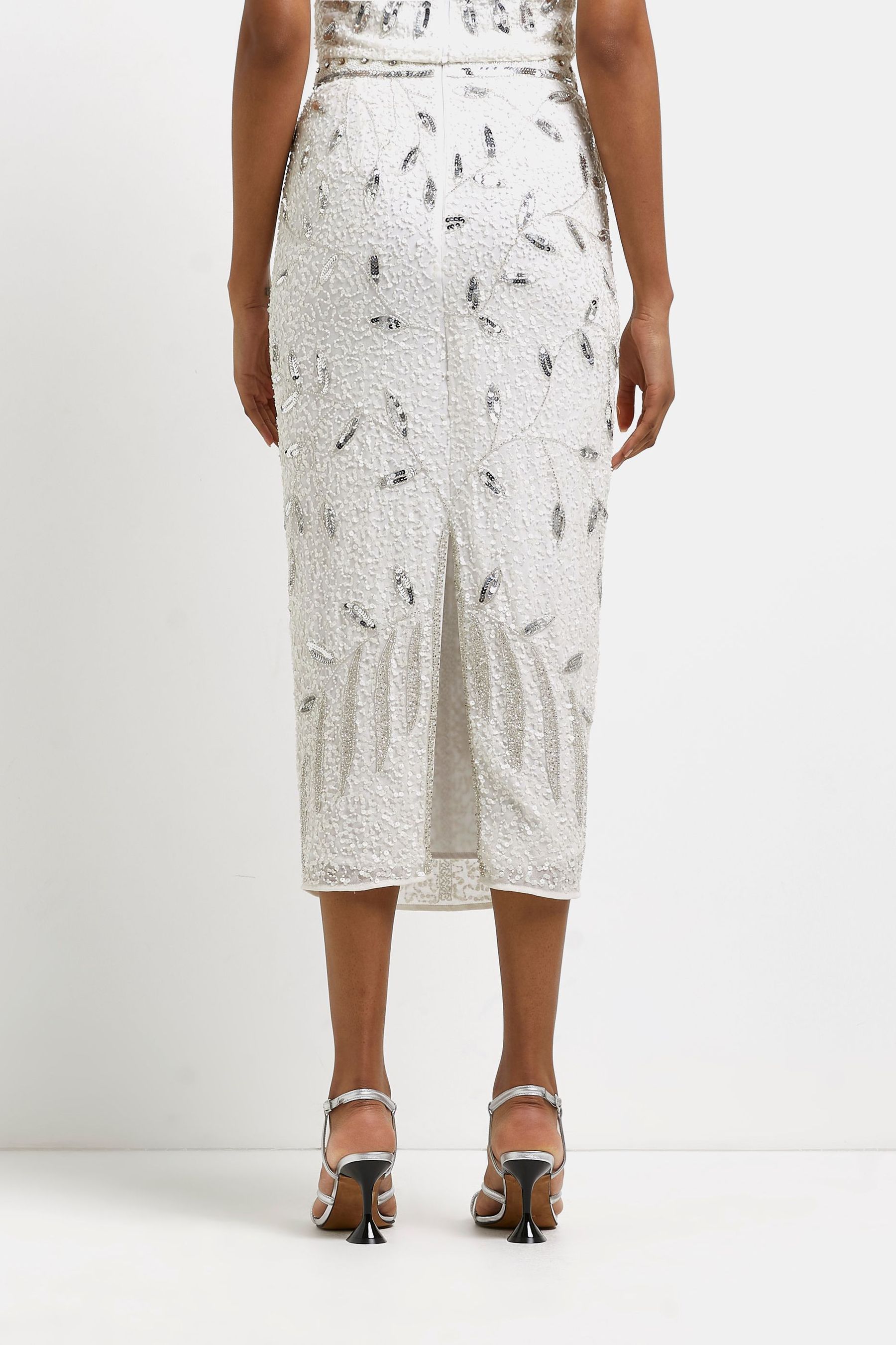 Buy River Island White Sequin Midi Pencil Skirt from Next Ireland