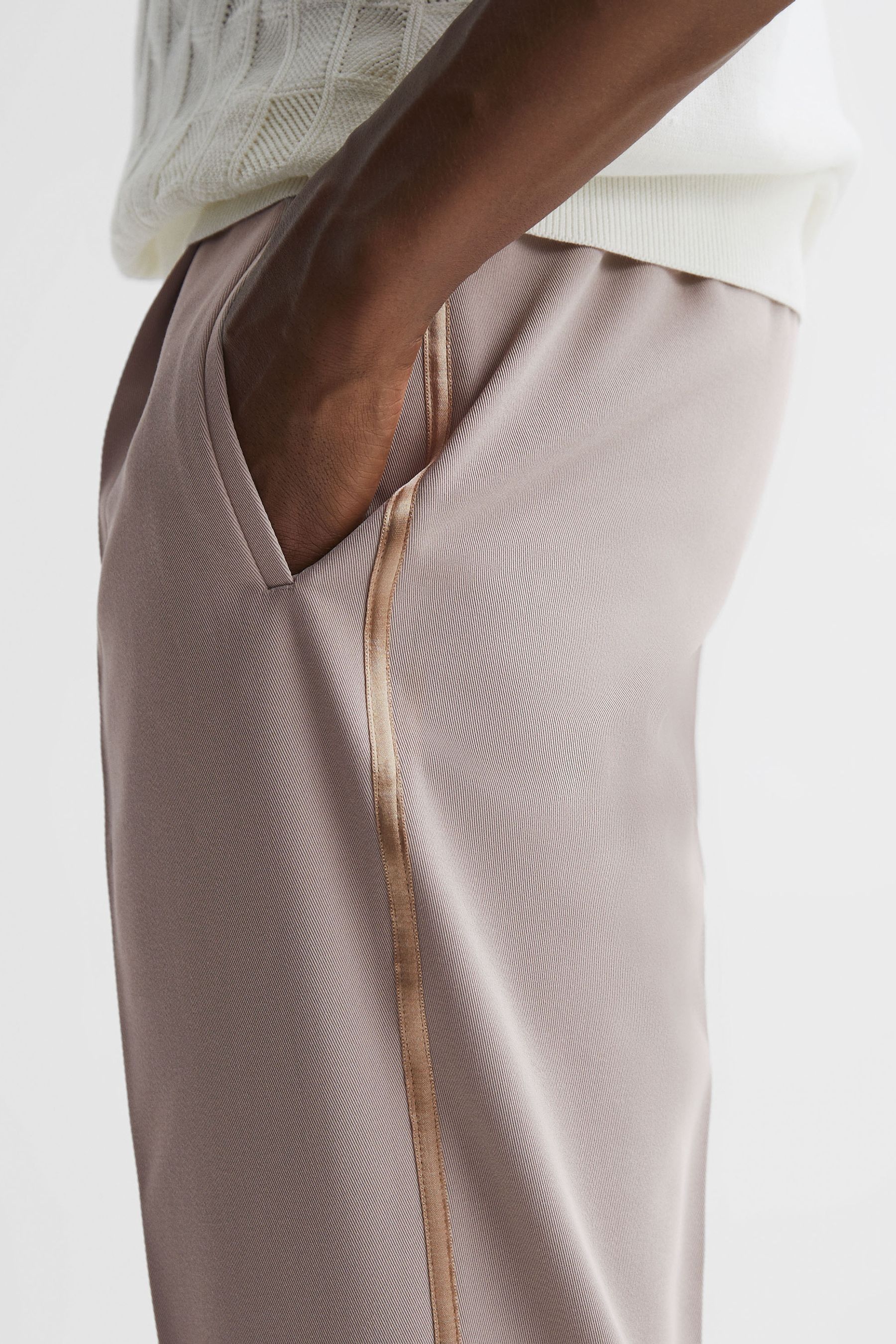 Buy Reiss Ivory Straight Relaxed Fit Striped Cropped Trousers from Next Luxembourg