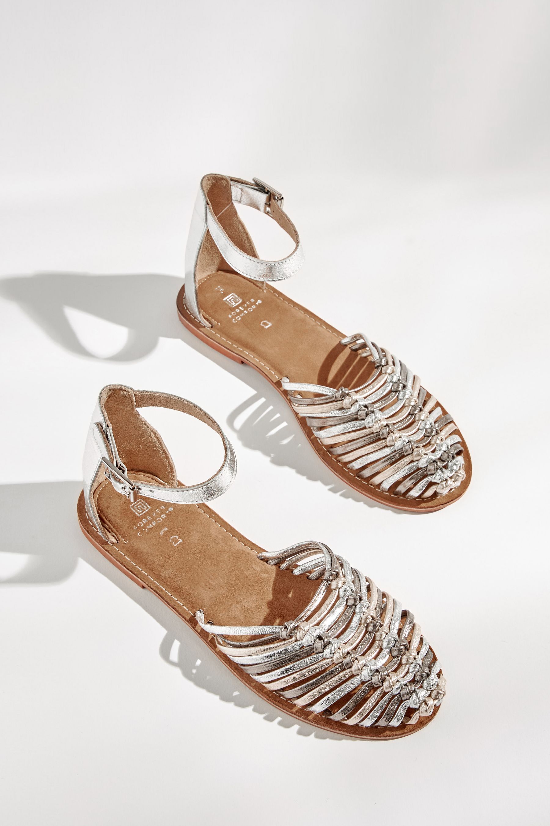 Buy Silver Ankle Strap Huarache Sandals from Next Luxembourg