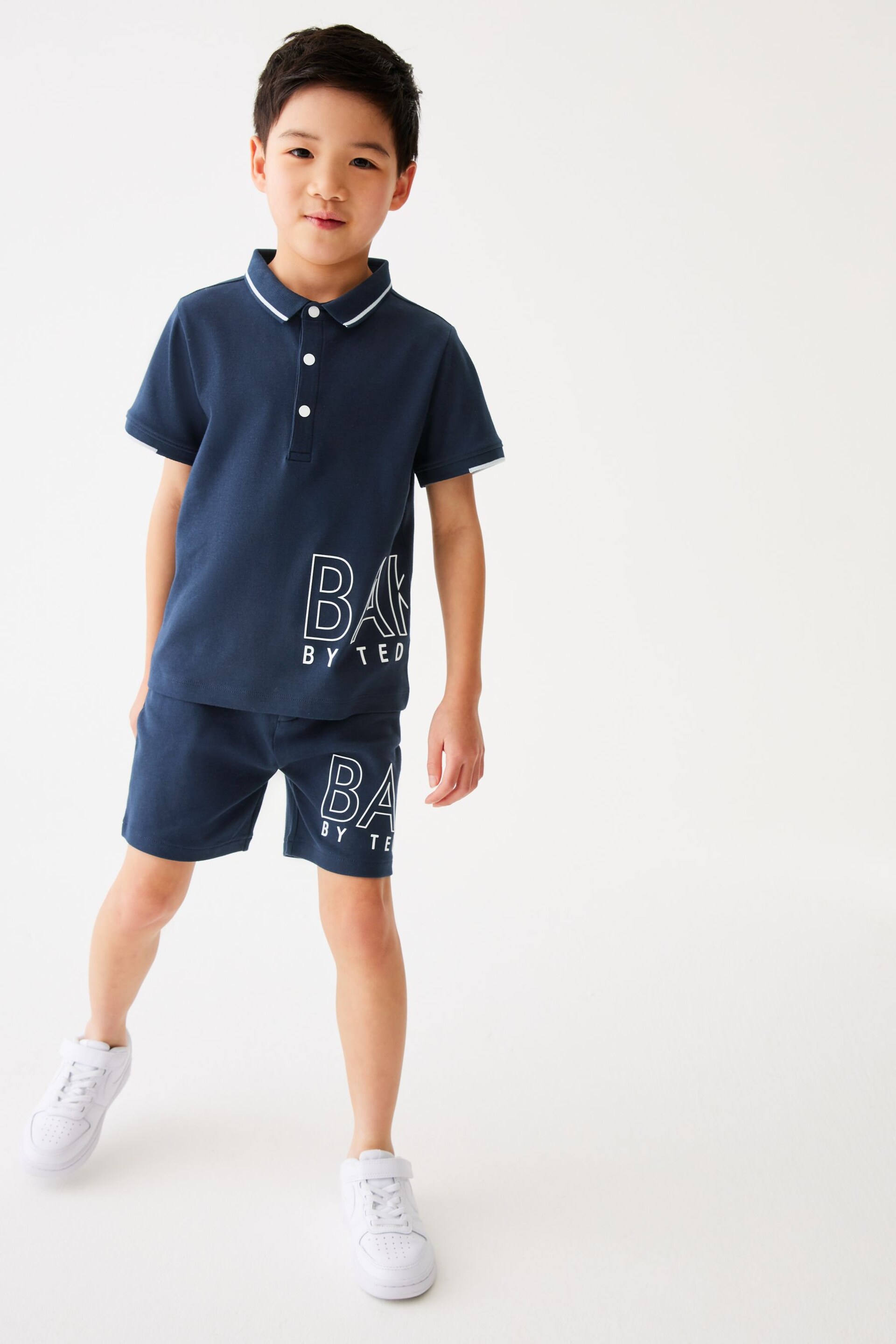 Baker by Ted Baker Stone Polo Shirt and Short Set - Image 1 of 7
