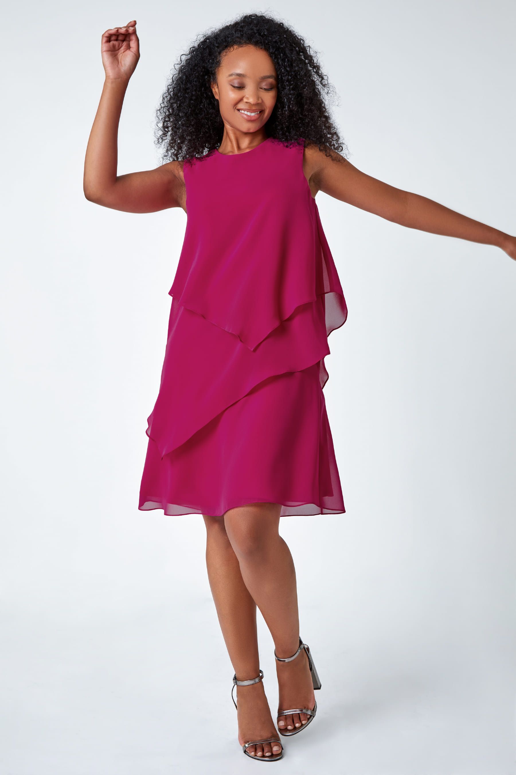 Pink tiered dress clearance