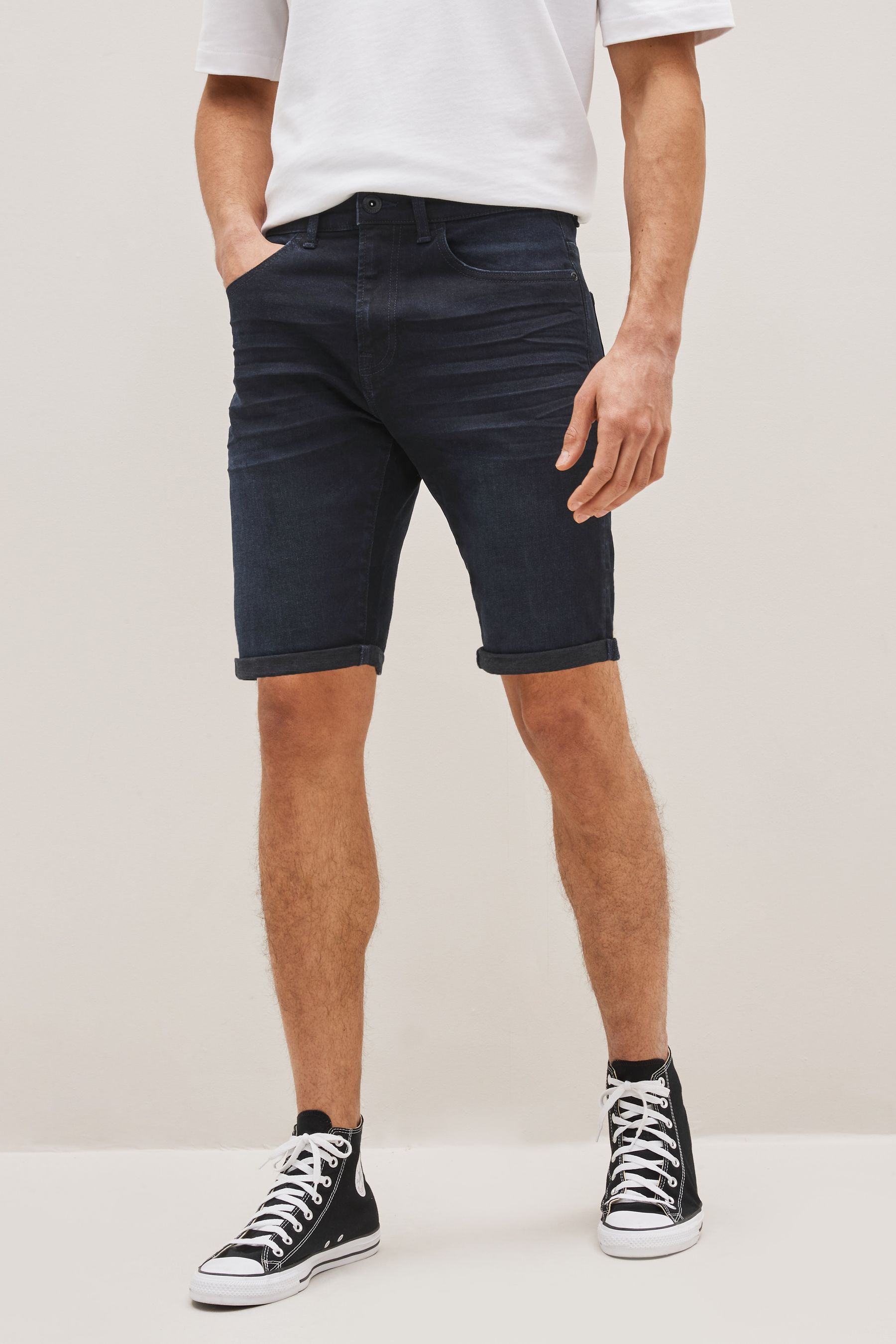 Buy Dark Inky Blue Slim Stretch Denim Shorts from Next Luxembourg