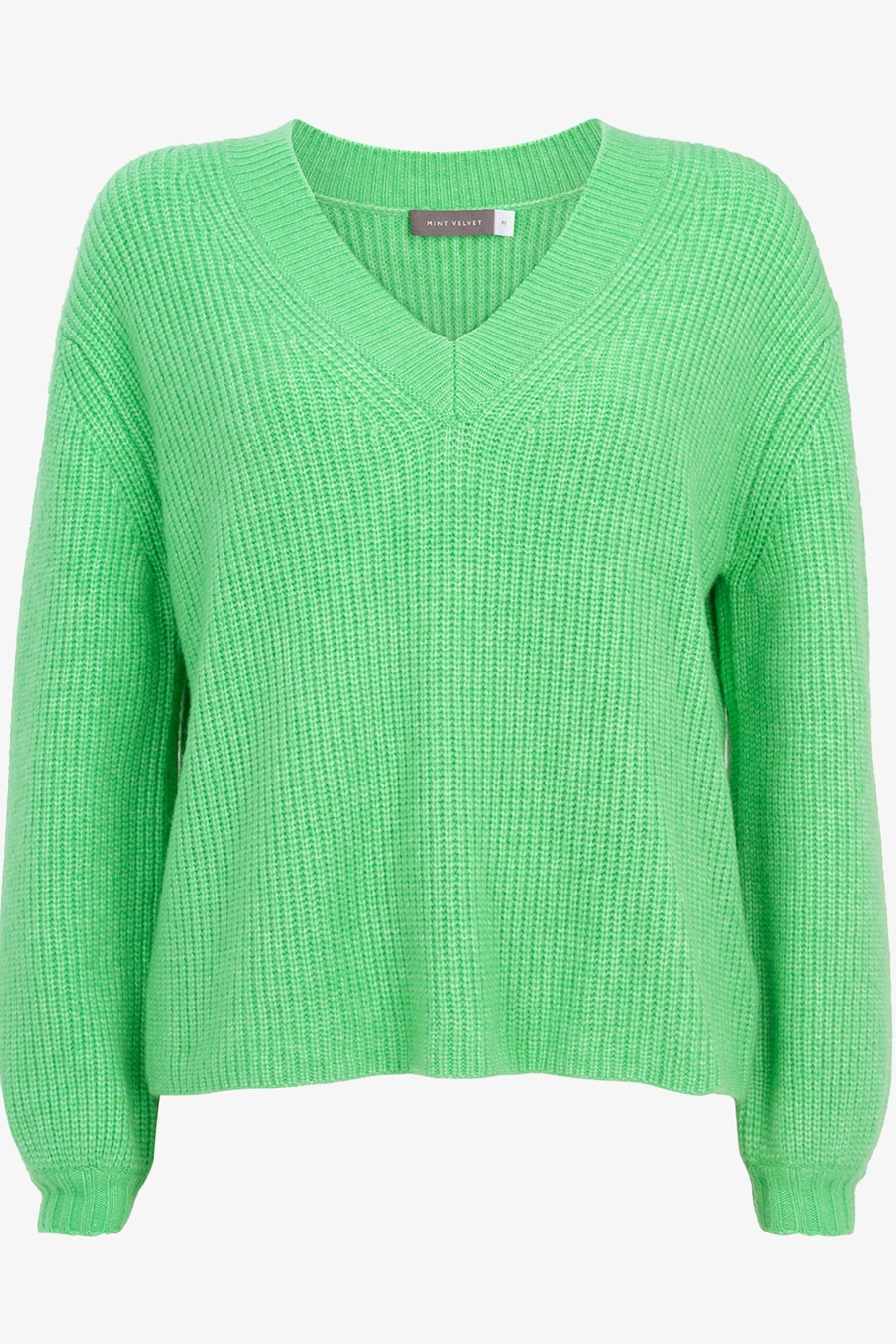 Buy Mint Velvet Green V Neck Chunky Jumper from Next Luxembourg