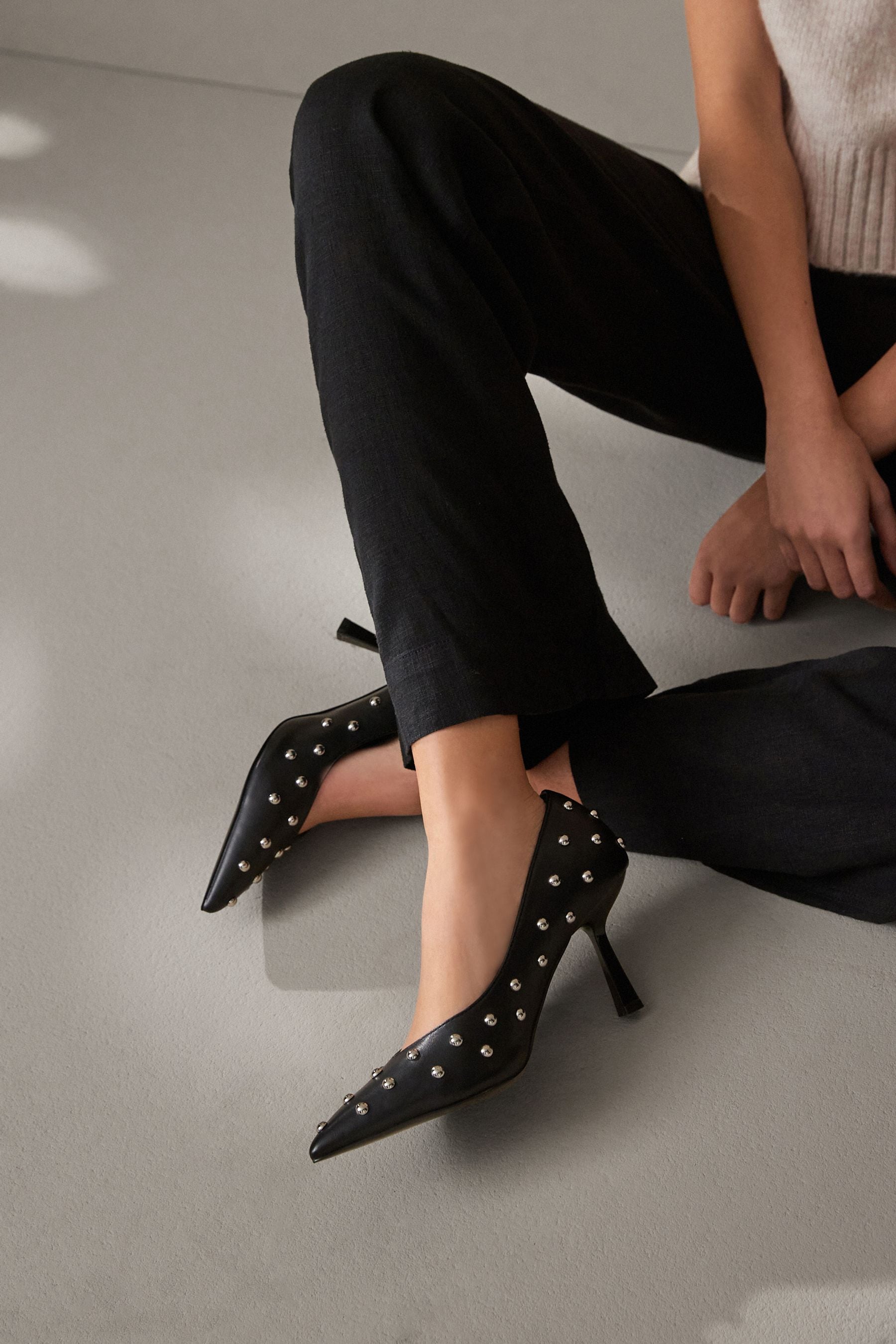 Buy Black Forever Comfort Studded Court Shoes from Next Luxembourg