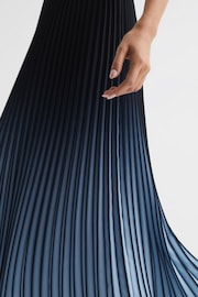 Reiss Bright Blue Marlie Ombre Pleated Midi Skirt - Image 4 of 6