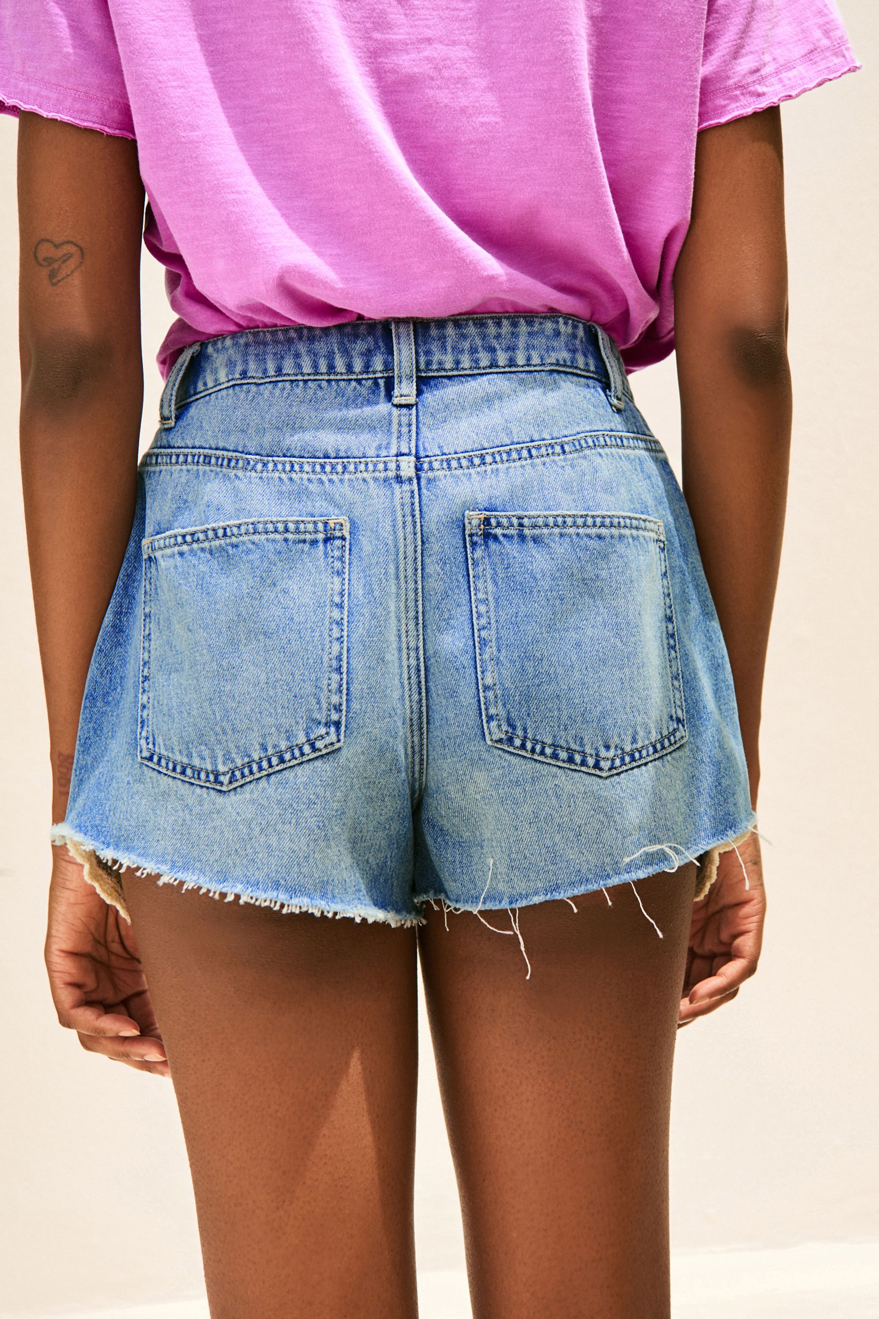 Buy Mid Blue Crochet Pocket Cotton Denim Shorts from Next Luxembourg