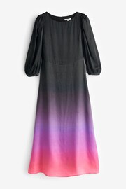Olivia Rubin Lara Ombre Black Midi Dress with Puff Sleeve and a Fitted Waist - Image 4 of 4