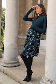 Seraphine Green Knit Topper Maternity Dress with Spot Skirt - Image 4 of 5