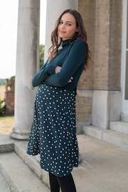 Seraphine Green Knit Topper Maternity Dress with Spot Skirt - Image 5 of 5