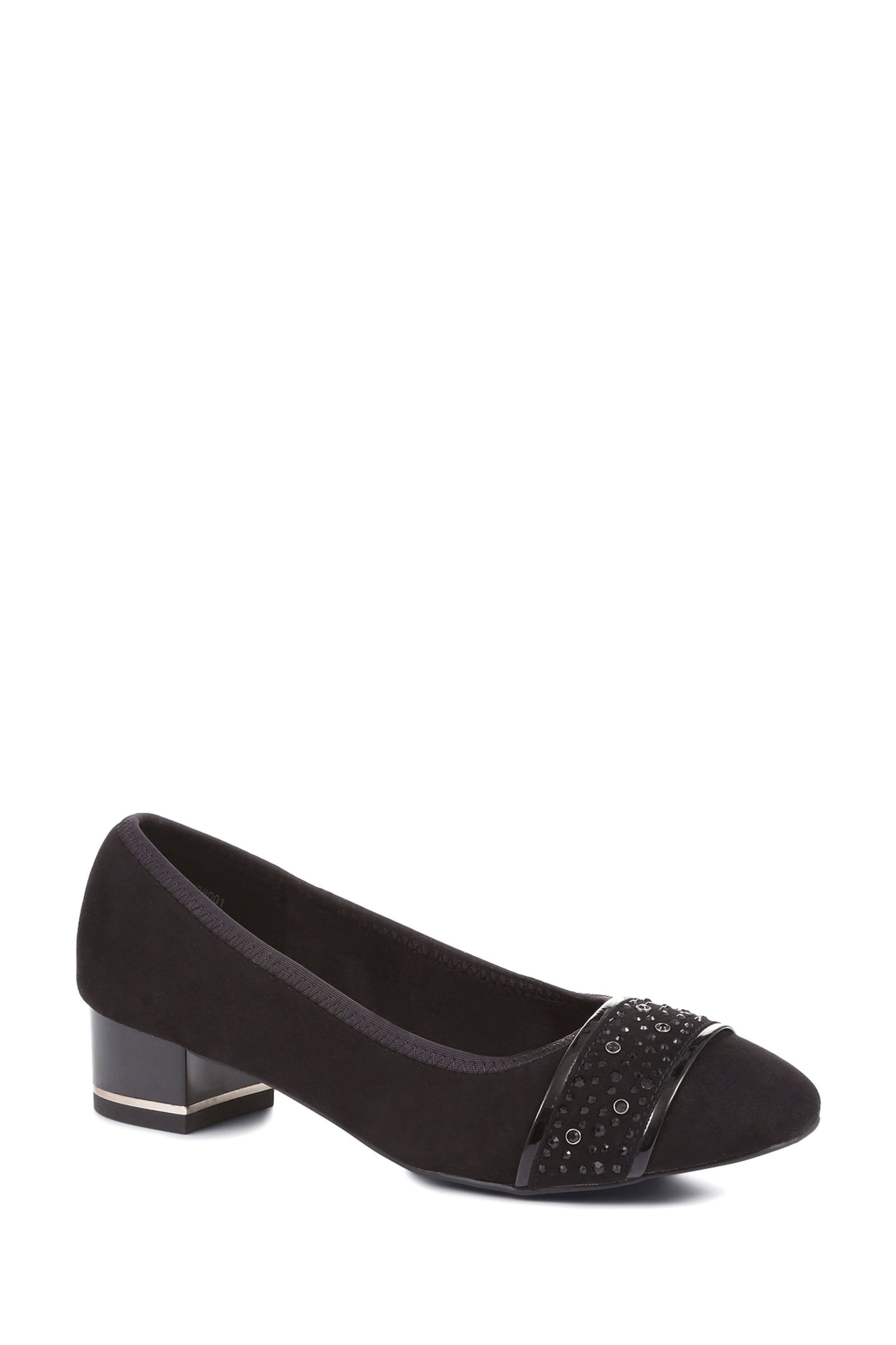 Pavers Block Heeled Black Court Shoes - Image 2 of 5