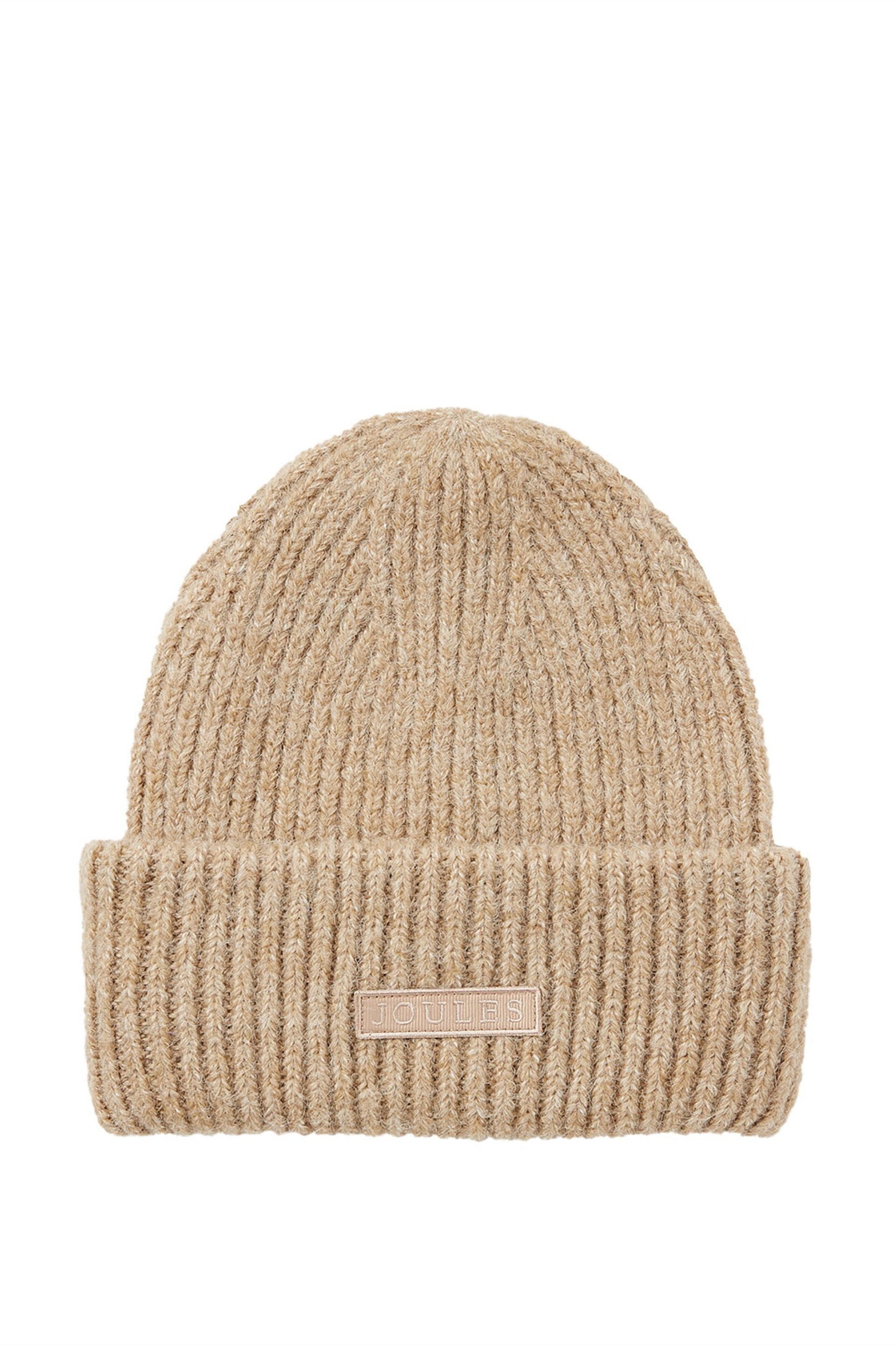 Joules Eloise Oat Oversized Knitted Beanie Hat - Image 3 of 5