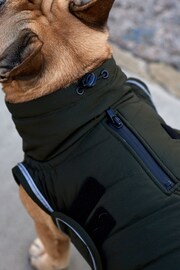 Khaki Green Showerproof Quilted Dog Coat with Reflective Trim - Image 4 of 7