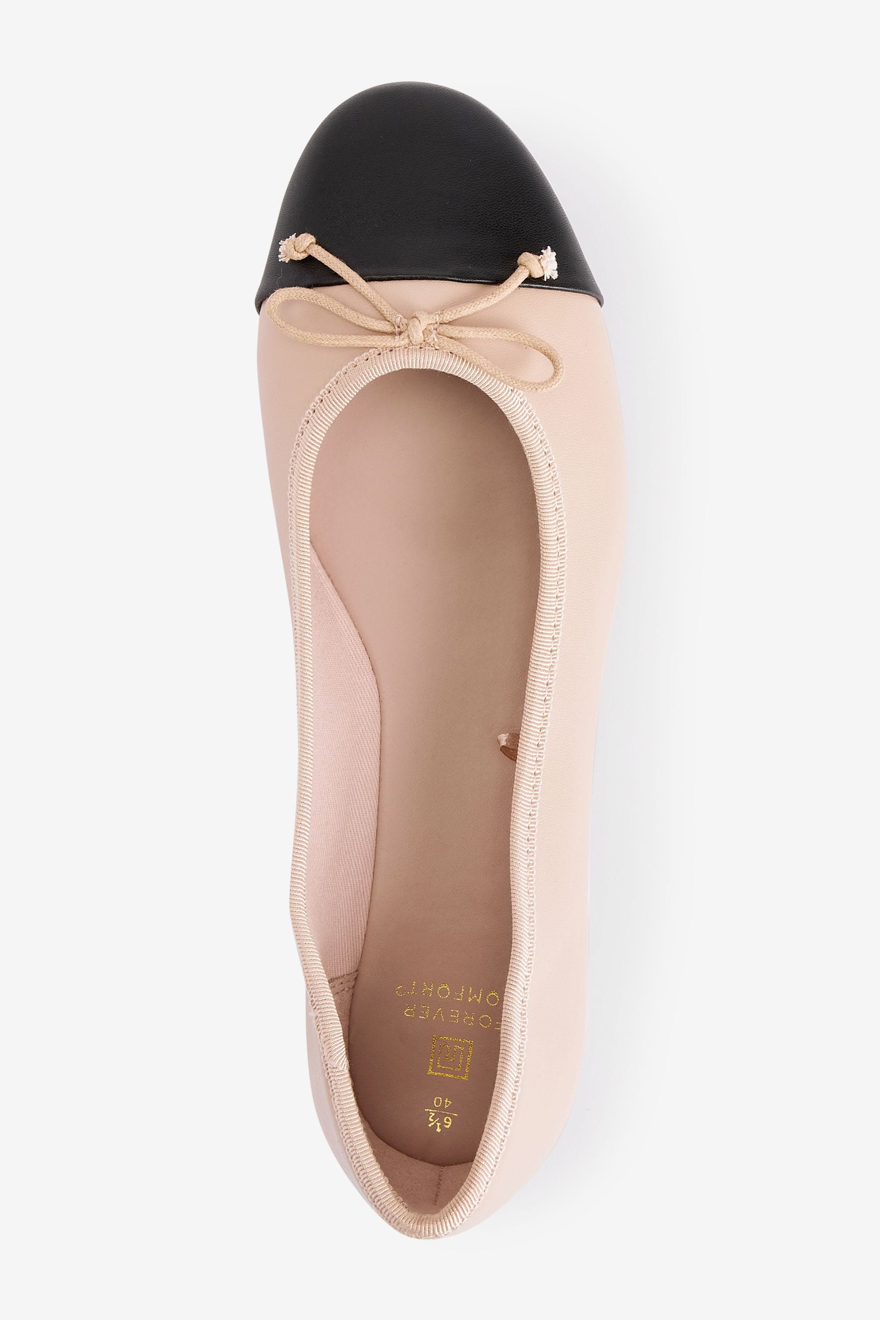 Buy Nude Cream Black Toe Cap Standard Wide Fit Forever Comfort Ballerinas Shoes from Next Canada