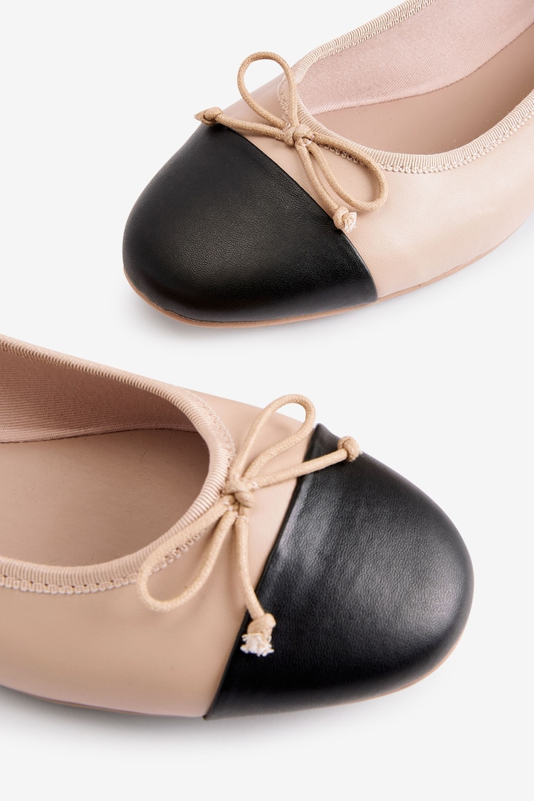 Nude Cream/Black Toe Cap Regular/Wide Fit Forever Comfort® Ballerinas Shoes - Image 5 of 5