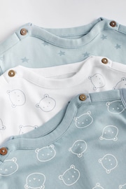 Blue/White Bear Baby Jersey Rompers 3 Pack - Image 4 of 7