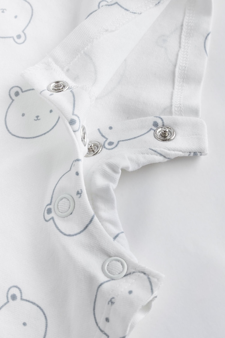 Blue/White Bear Baby Jersey Rompers 3 Pack - Image 6 of 7