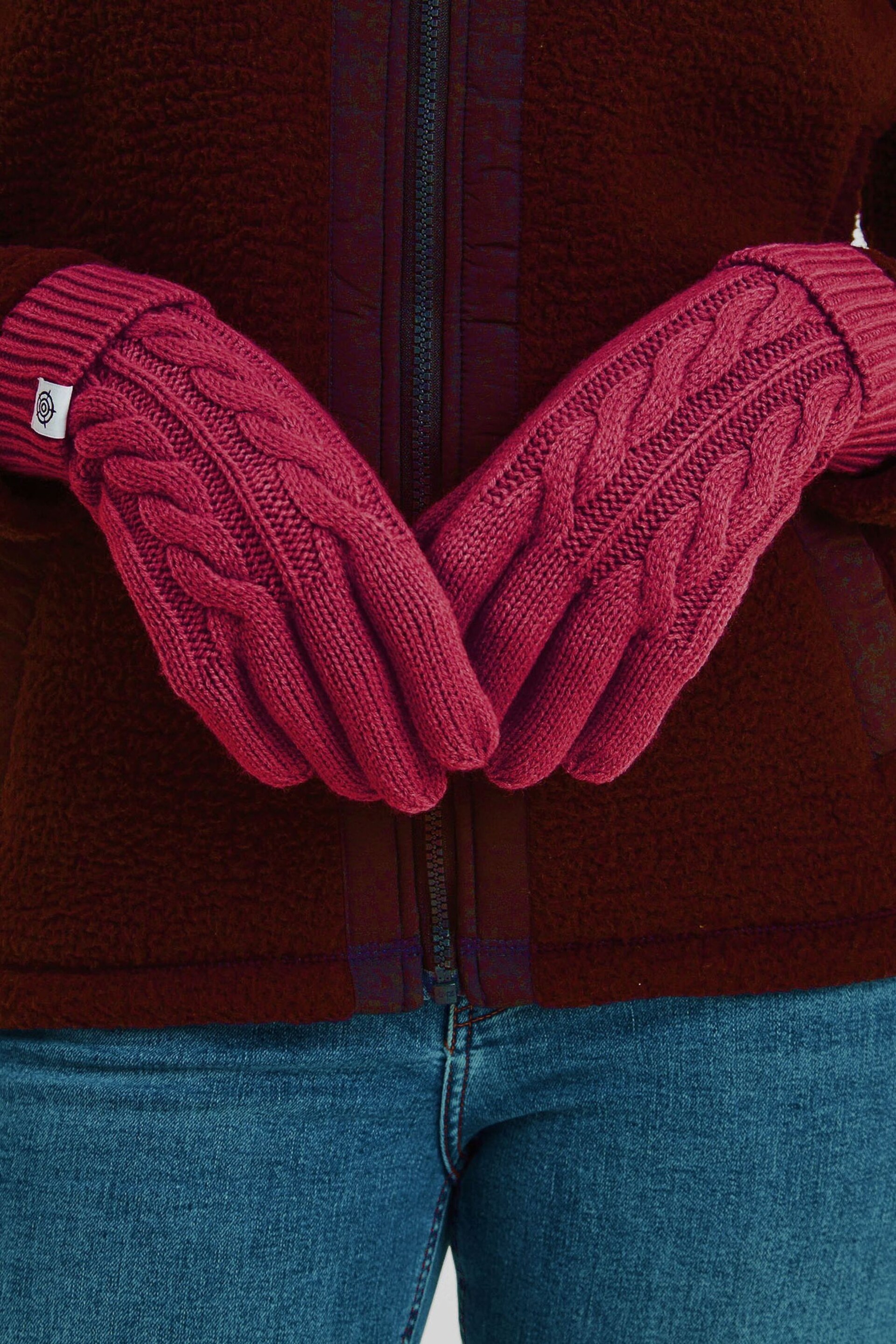 Tog 24 Dark Pink Grouse Knitted Gloves - Image 1 of 2