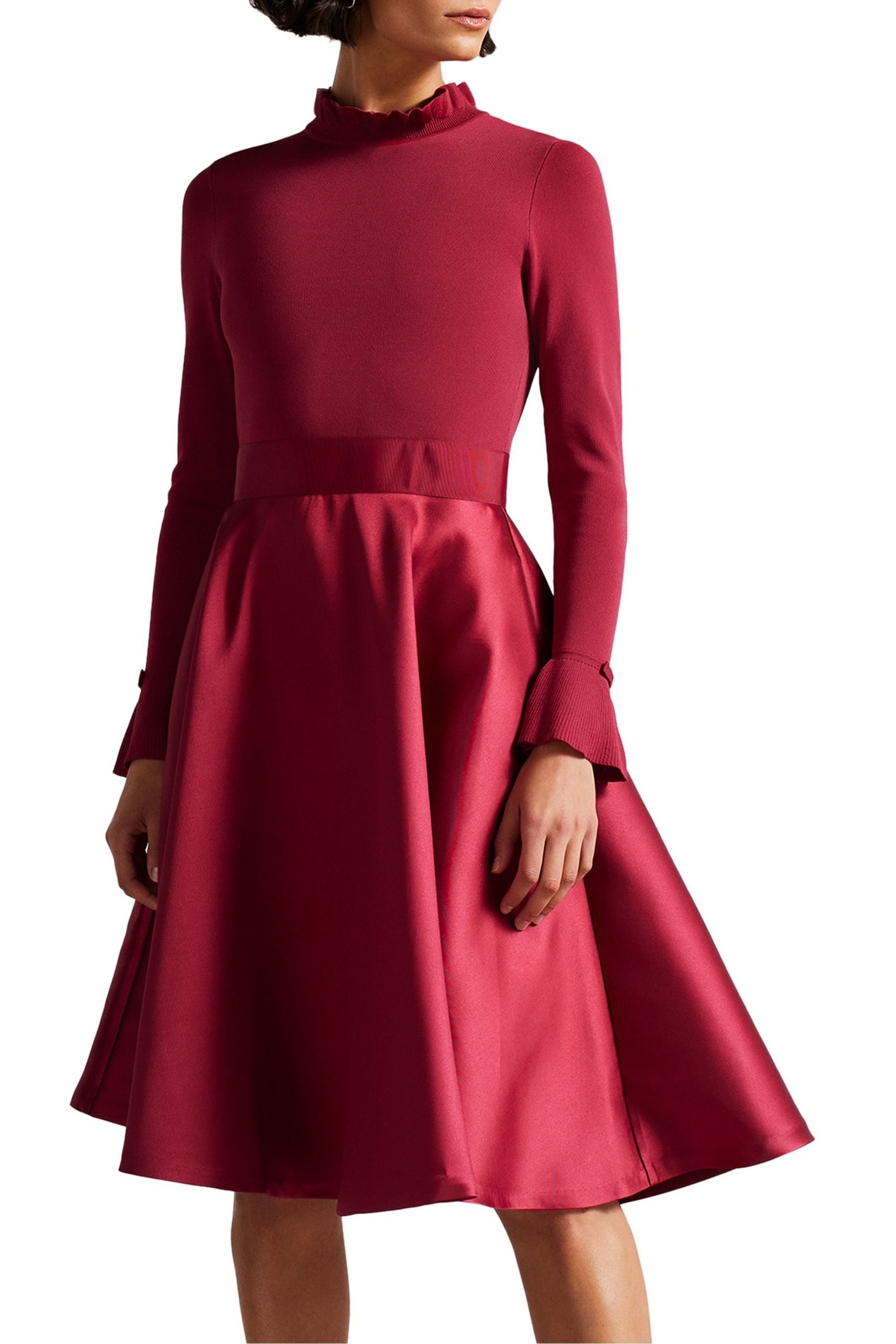 Buy Ted Baker Red Zadi Knitted Frill Full Skirt Dress from Next Luxembourg