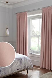 Blush Pink Matte Velvet Pencil Pleat Blackout/Thermal Curtains - Image 1 of 8