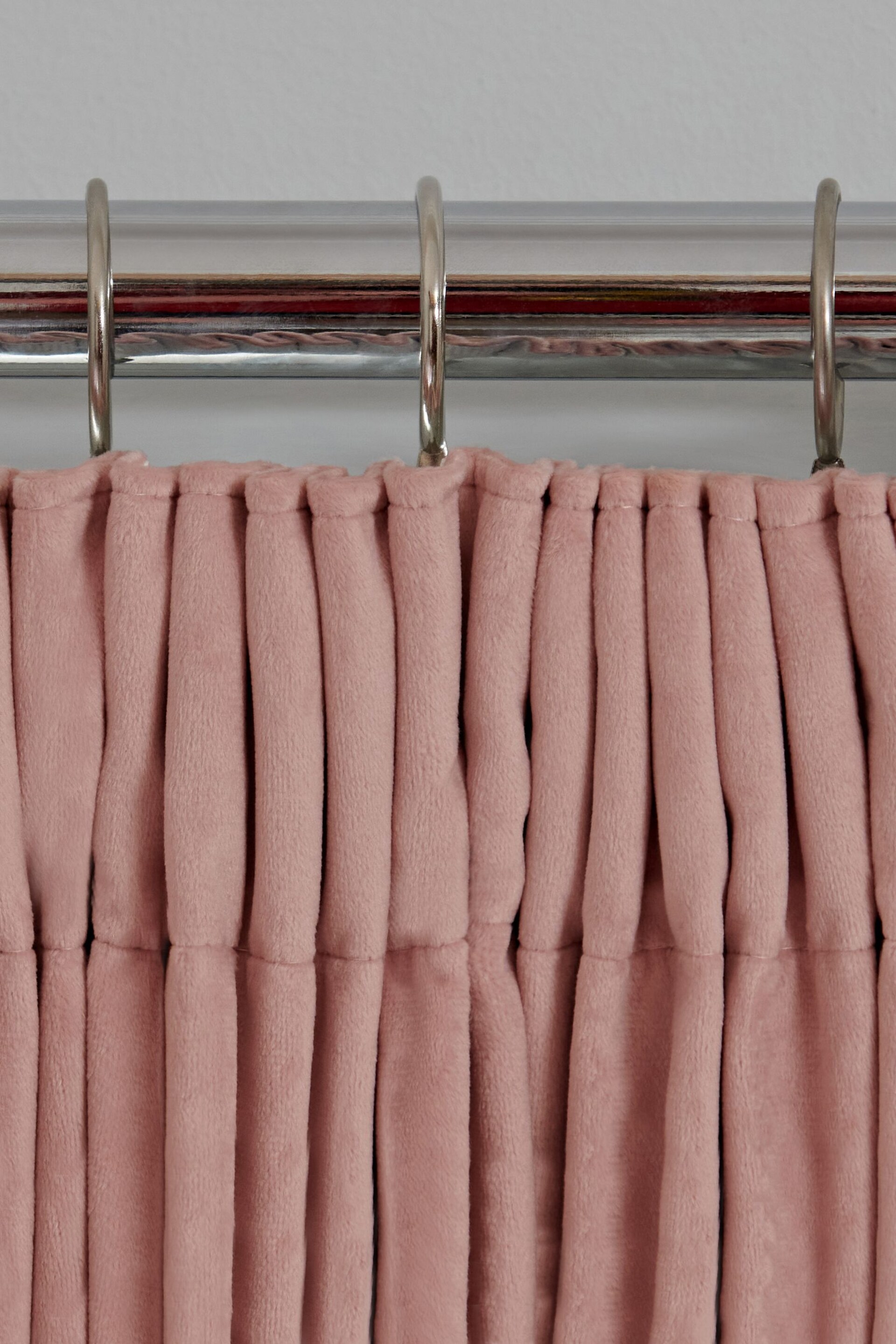 Blush Pink Matte Velvet Pencil Pleat Blackout/Thermal Curtains - Image 5 of 8