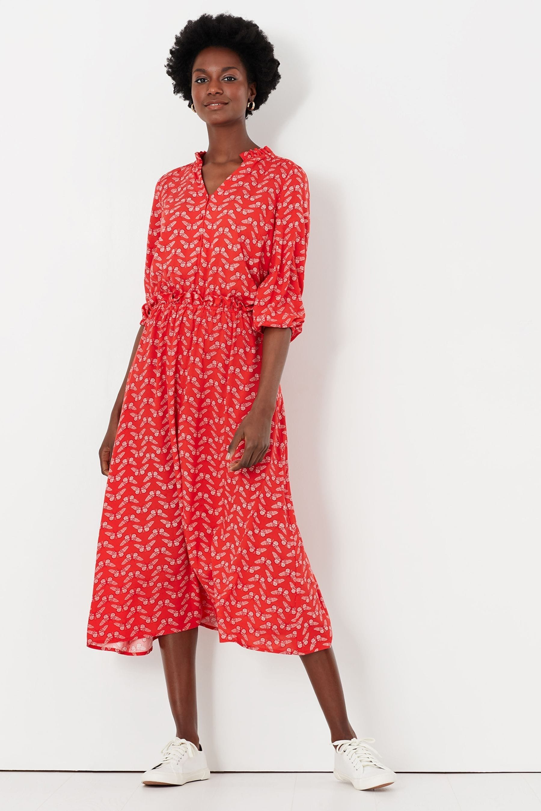Buy Joules Red Josie Frill Elasticated Waist Dress from Next Luxembourg
