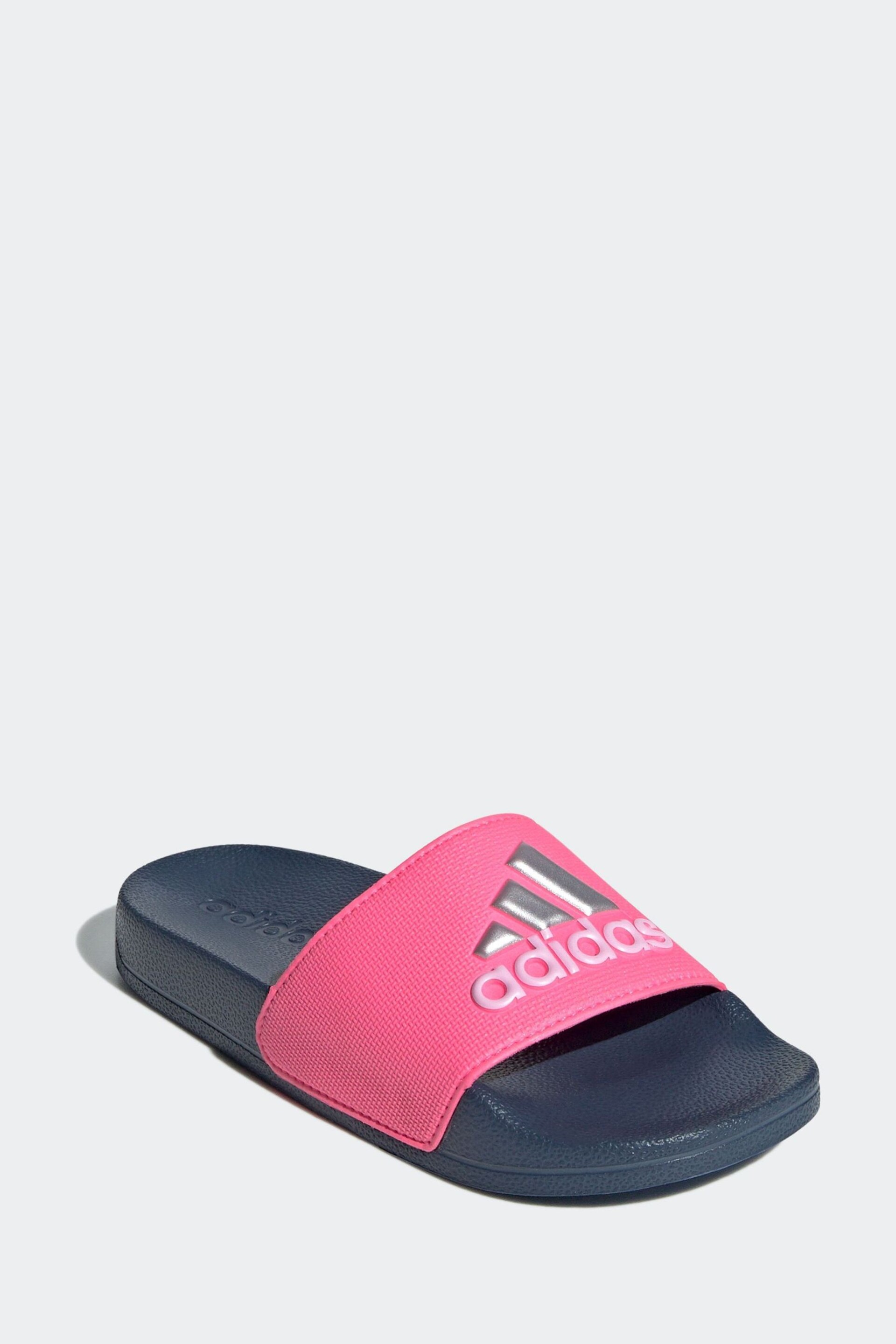 adidas Dark Pink Kids Adilette Youth Sliders - Image 3 of 8