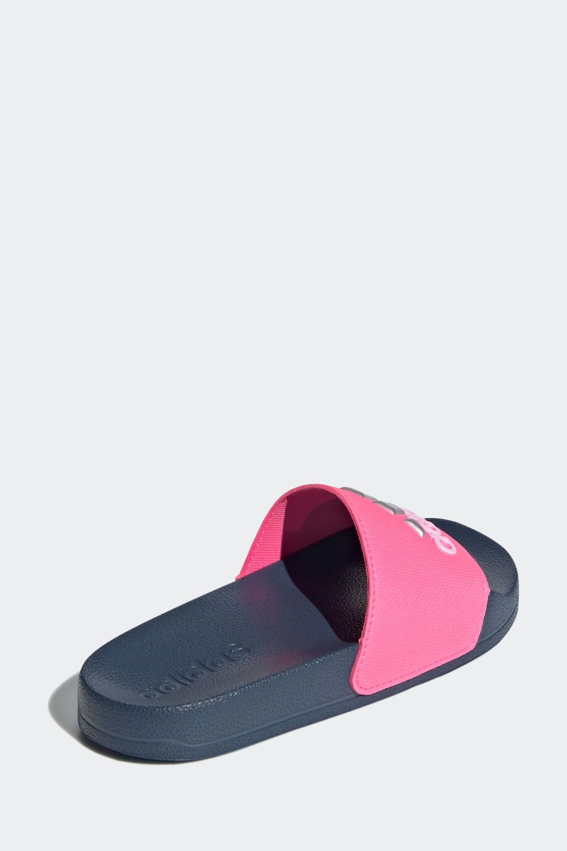 adidas Dark Pink Kids Adilette Youth Sliders - Image 4 of 8