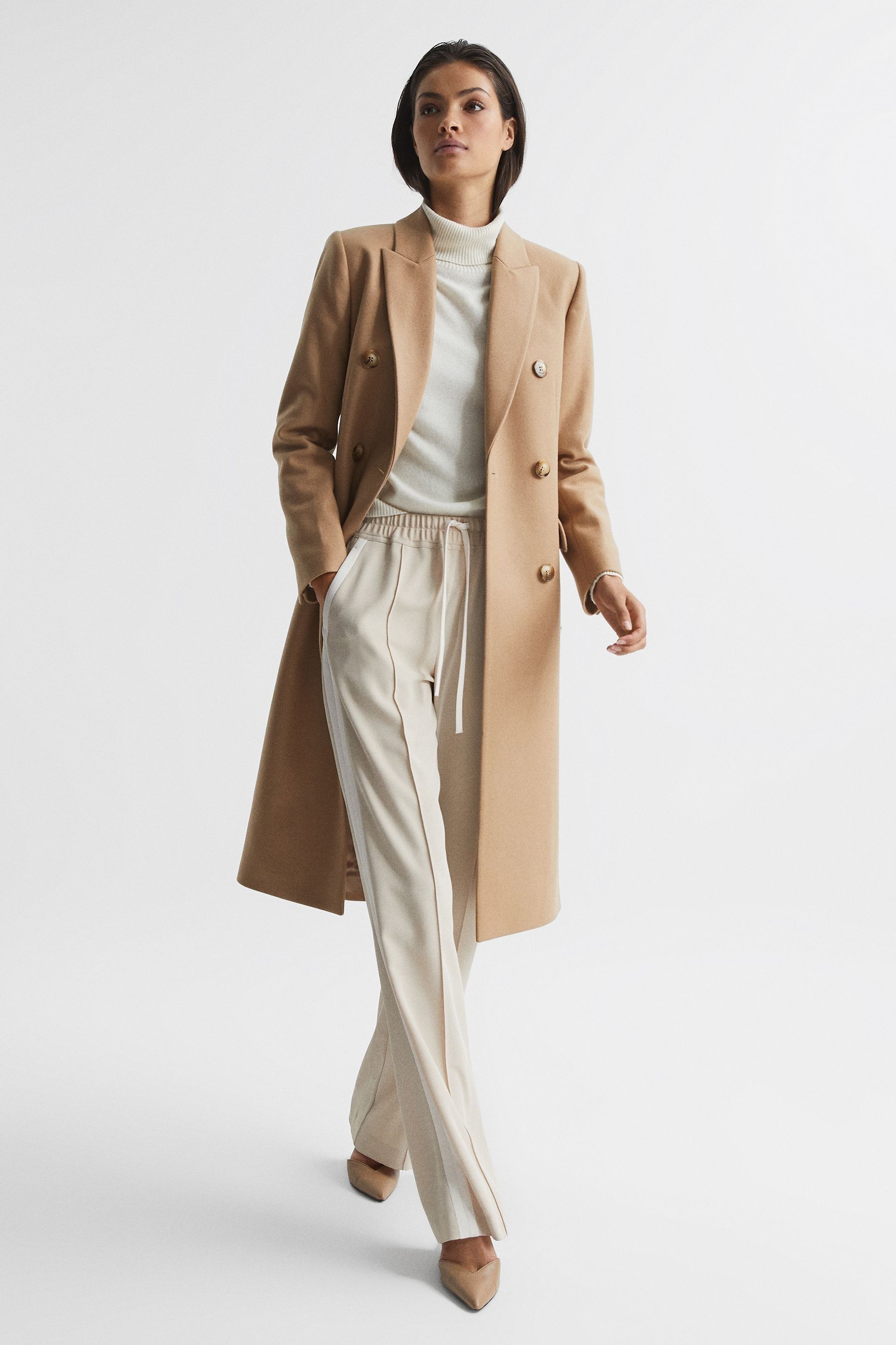 Buy Reiss Neutral Darla Longline Double Breasted Formal Coat from Next Oman