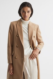 Reiss Neutral Darla Longline Double Breasted Formal Coat - Image 3 of 8