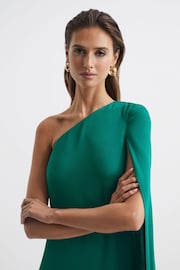 Reiss Green Nina Cape One Shoulder Maxi Dress - Image 4 of 6