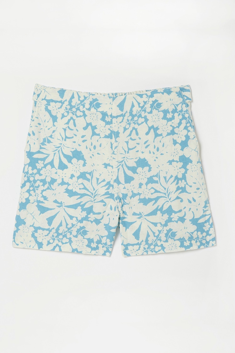 FatFace Blue Agnes Linen Blend Print Shorts - Image 4 of 4