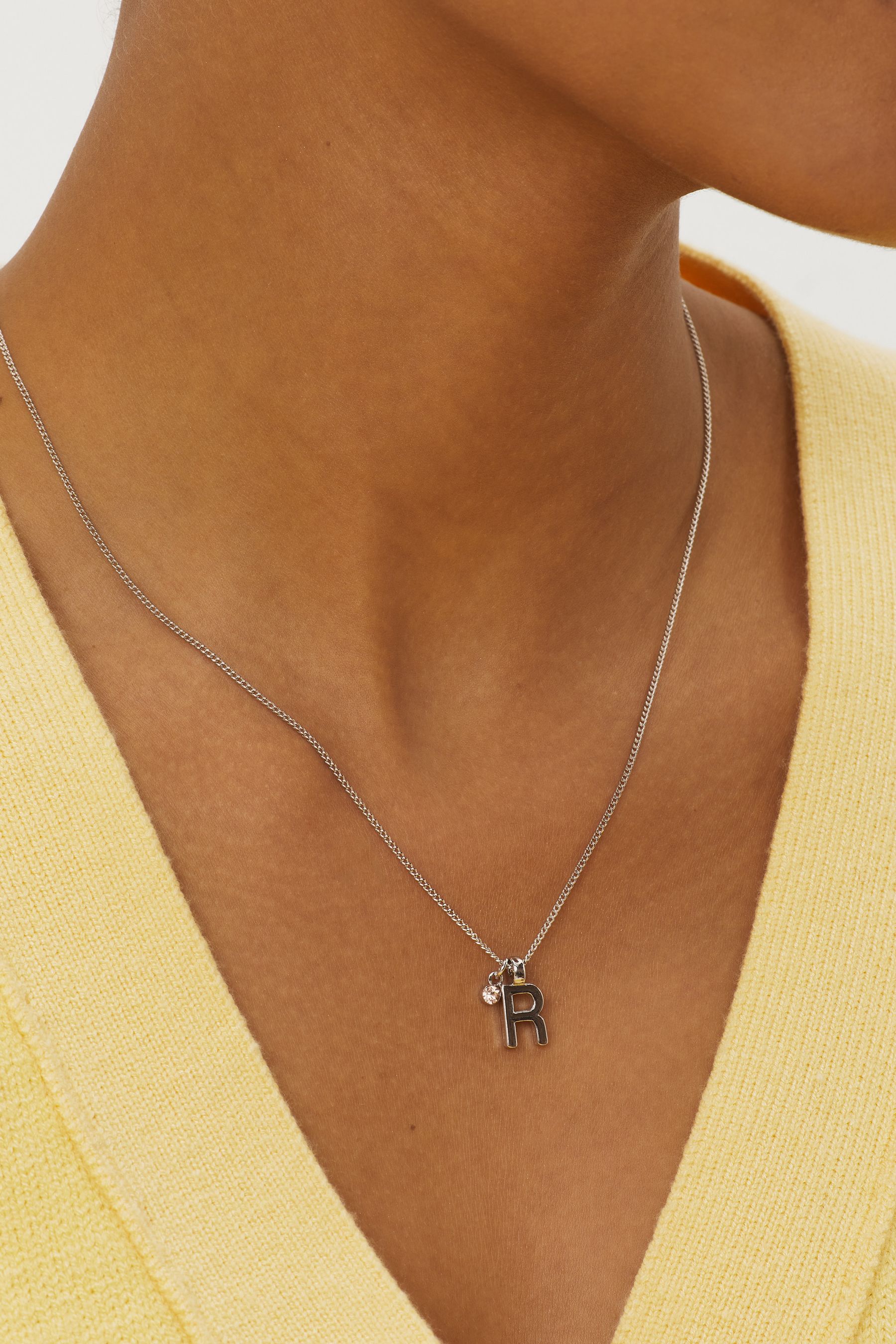 Real silver initial necklace sales