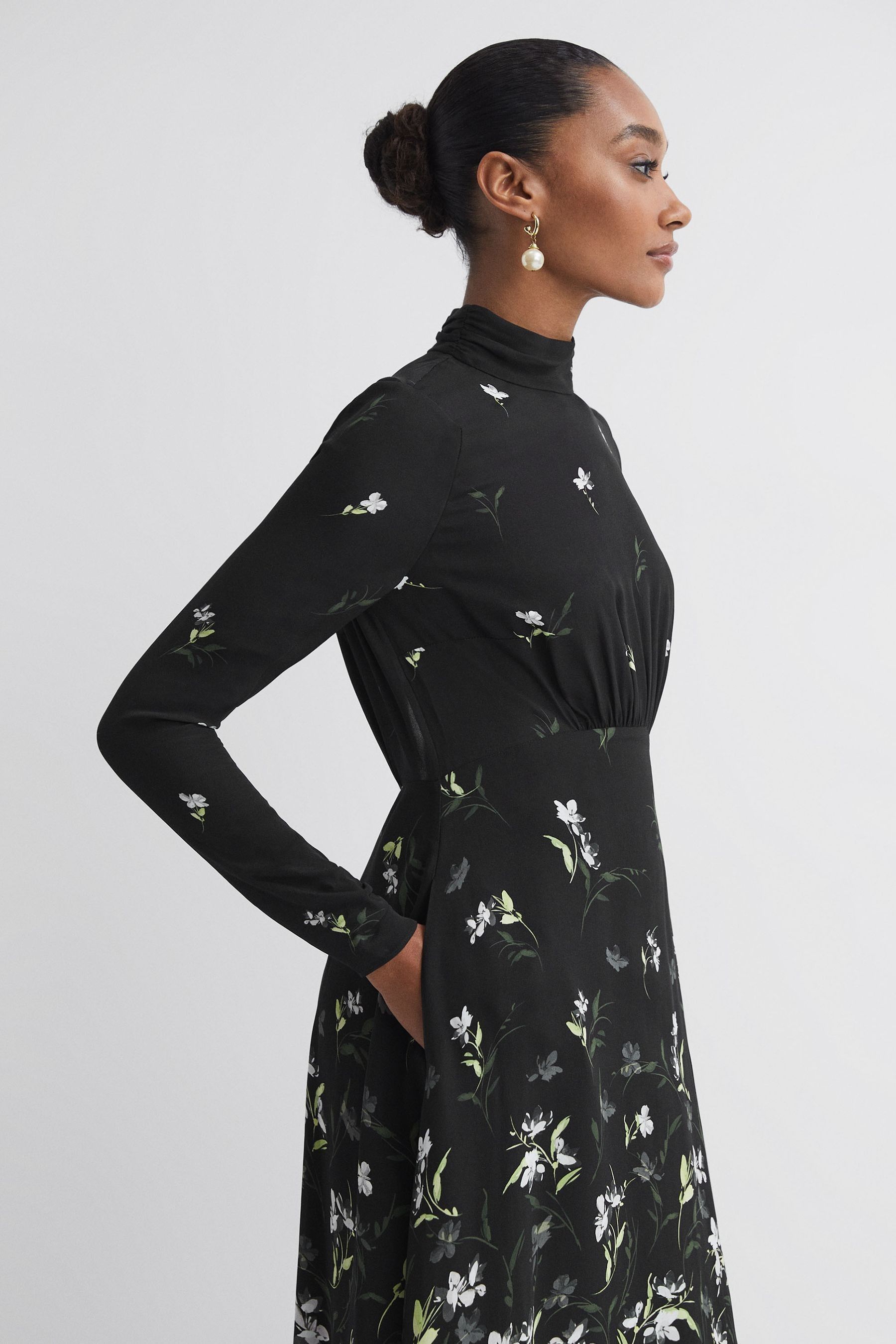 Buy Florere Floral High Neck Midi Dress from Next Luxembourg