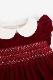 JoJo Maman Bébé Red 2-Piece Smocked Velvet Baby Dress & Body Set - Image 3 of 3