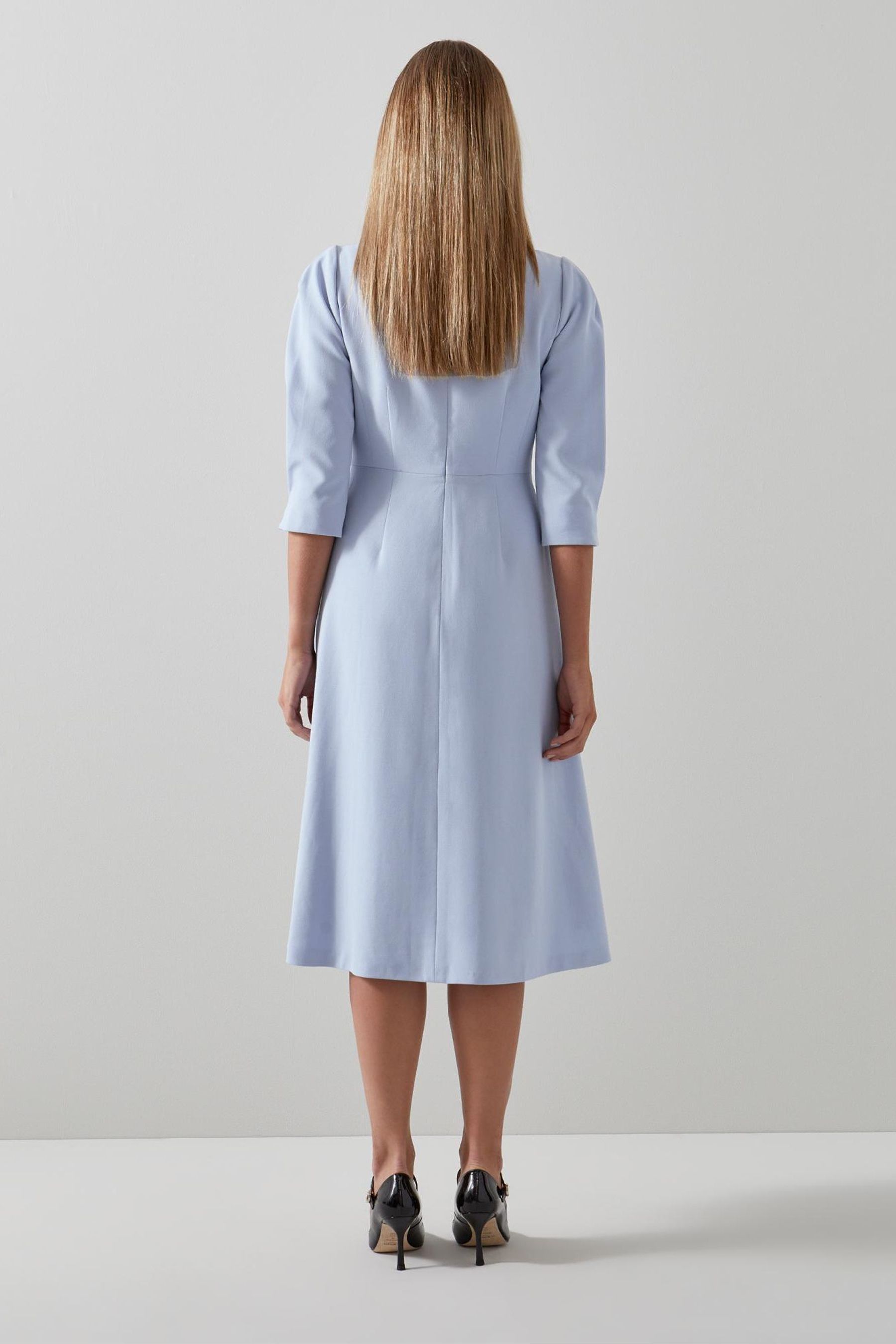 Buy LK Bennett Blue Lemoni Crepe Fit And Flare Dress from Next Luxembourg
