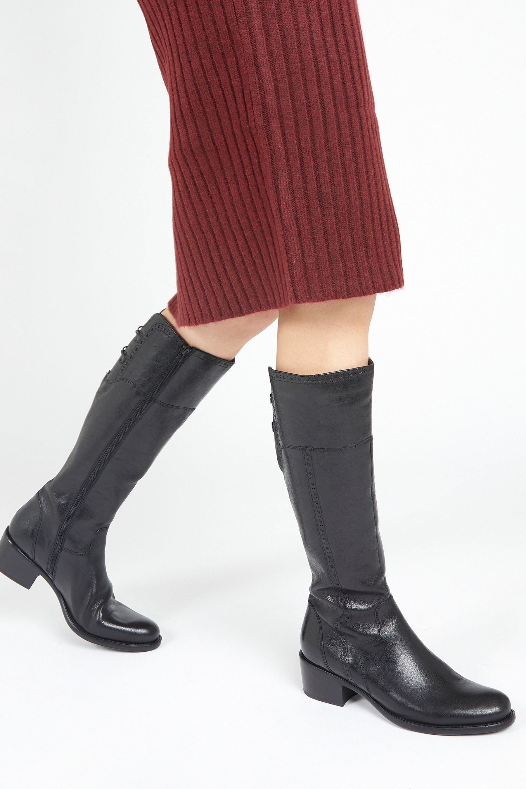 Jones Bootmaker Rachel Black Leather Rider Boots