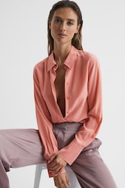 Reiss Pink Eden Matte Silk Tunic Shirt - Image 4 of 6