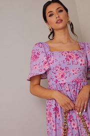 Chi Chi London Purple Square Neck Ditsy Floral Midi Dress - Image 4 of 4