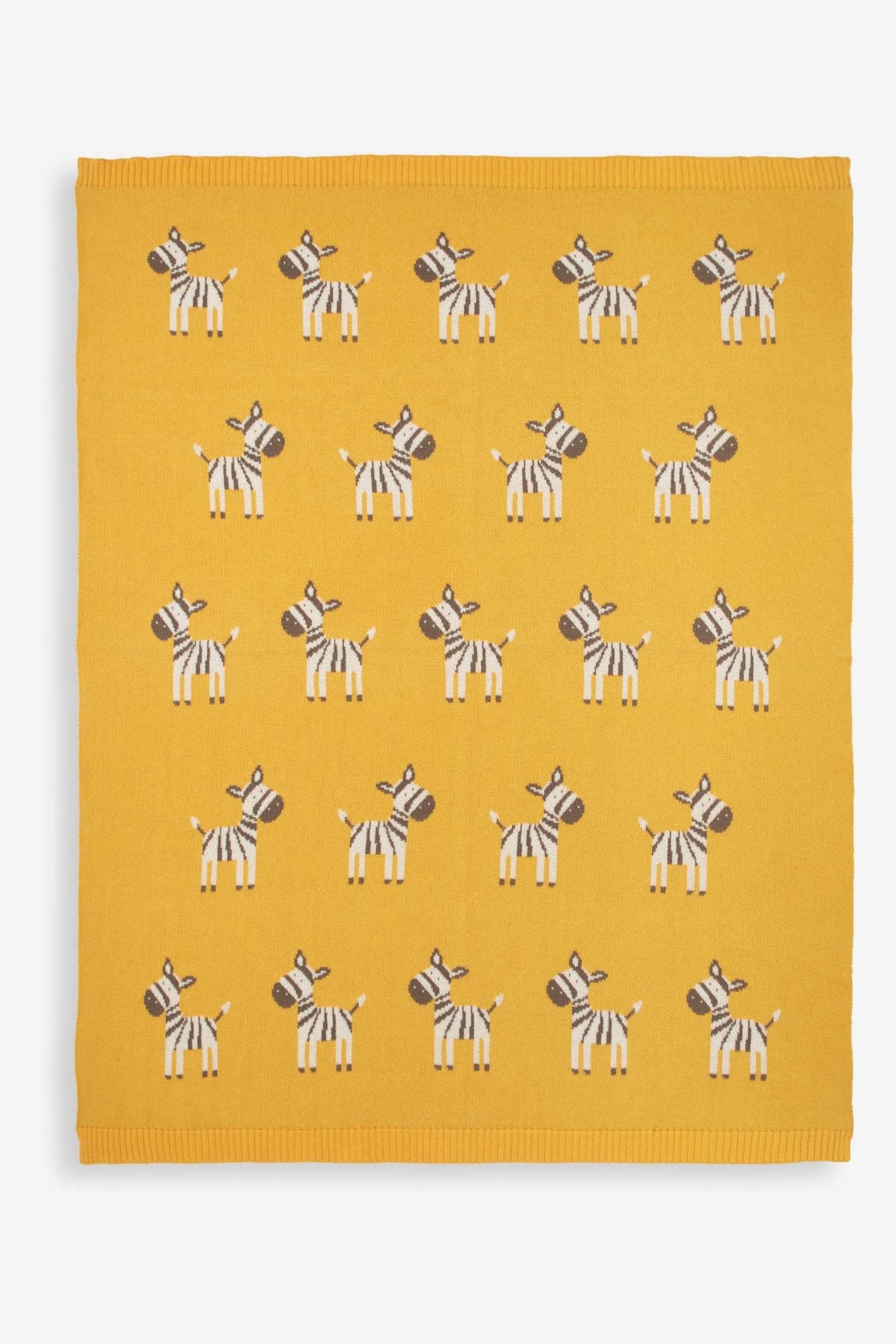 JoJo Maman Bébé Mustard Zebra Knit Shawl - Image 3 of 3