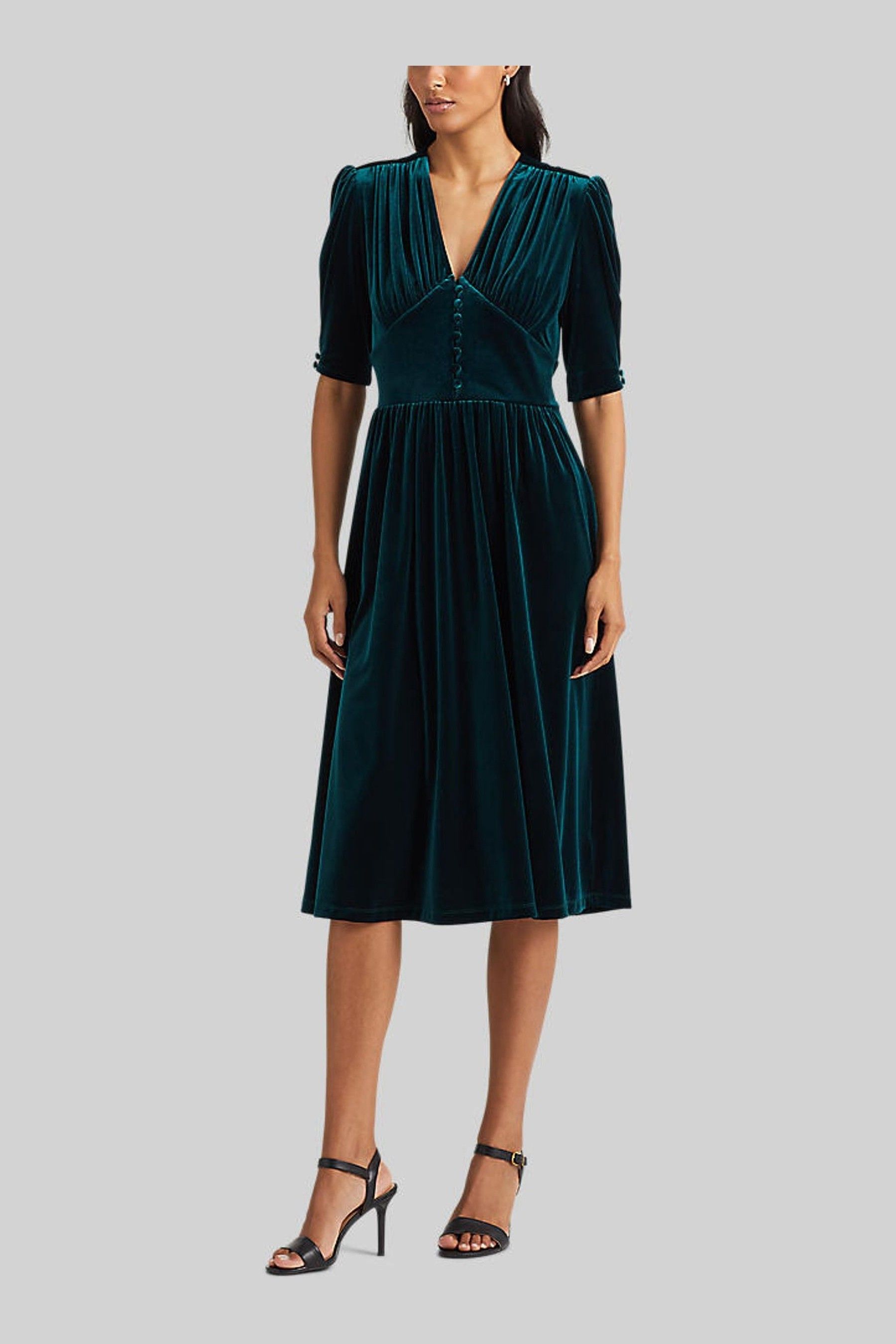 Green velvet party dress discount
