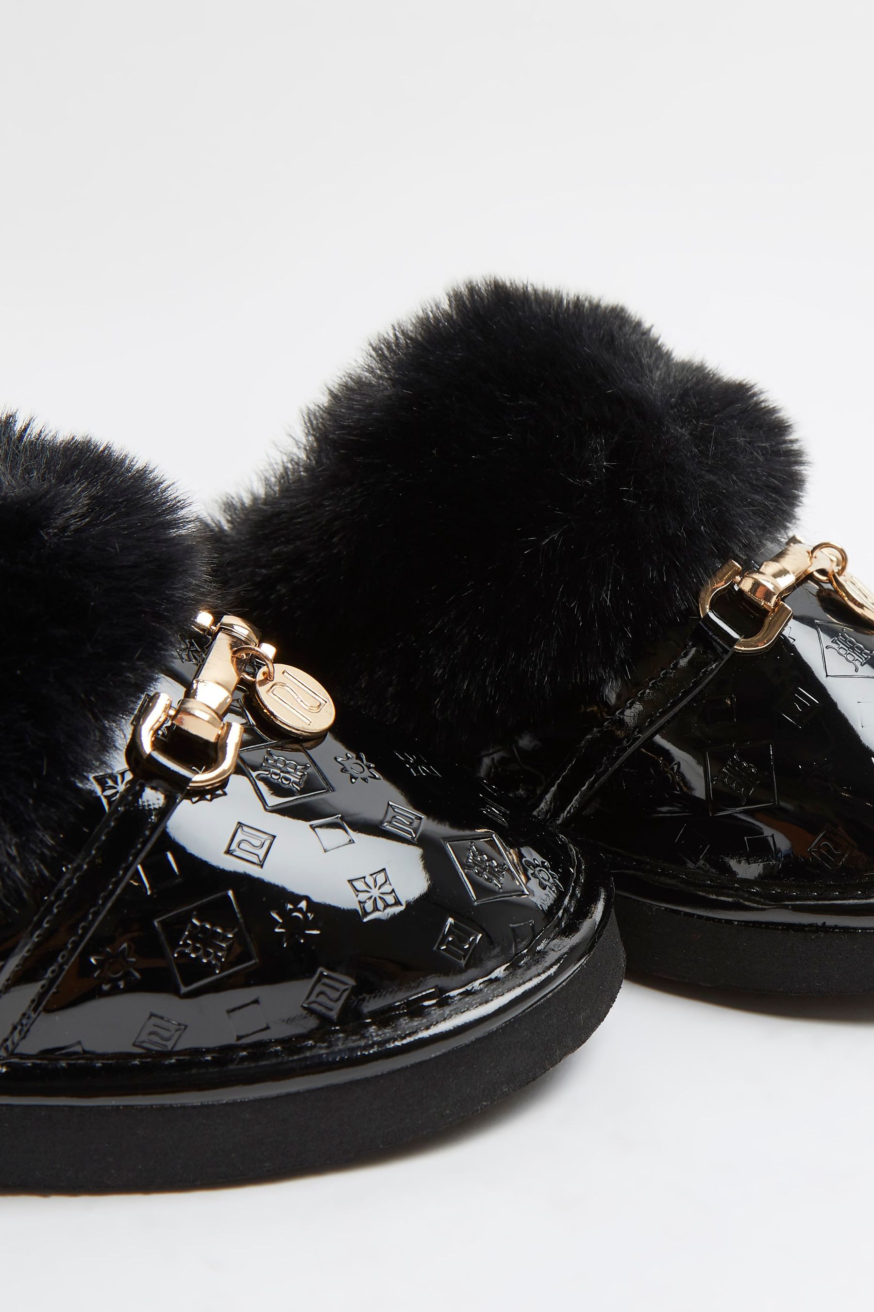 Buy River Island Mono Patent Black Mule Slippers from Next Austria