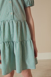 Green Cotton Rich School Gingham Tiered Pretty Collar Dress (3-14yrs) - Image 4 of 6